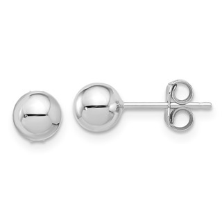14k White Gold (6mm) Ball Stud Earrings