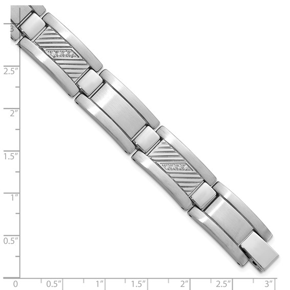 STAINLESS STEEL BRACELET WITH CZ - 8.5" -