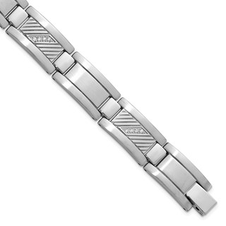 STAINLESS STEEL BRACELET WITH CZ - 8.5" -