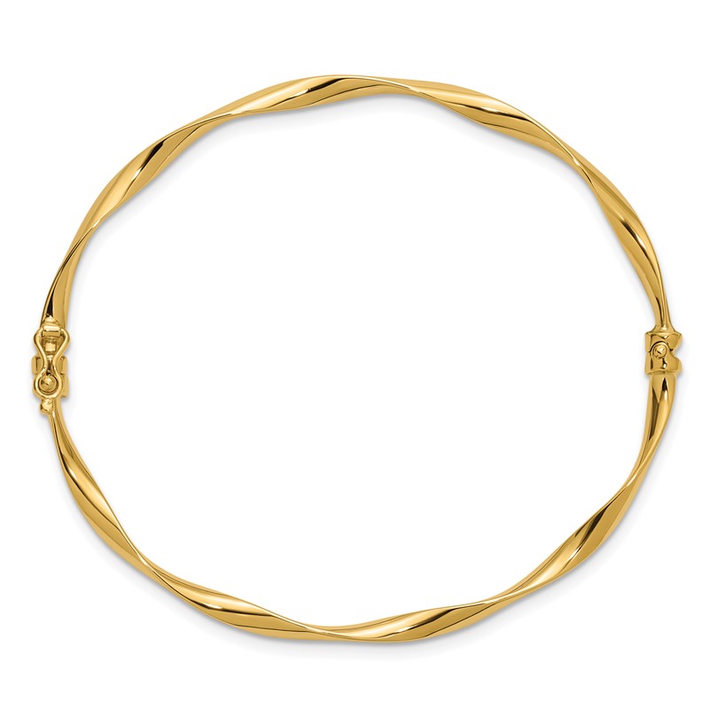 14K Polished Twisted Hinged Bangle