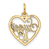 14K Yellow Gold Sweet Heart Charm, 16" view 3