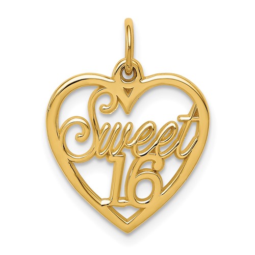 14K Yellow Gold Sweet Heart Charm, 16"