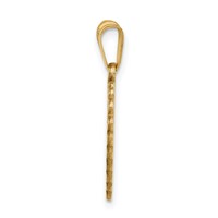 14K Yellow Gold Polished and Satin Scalloped Border Engravable Heart Pendant view 2