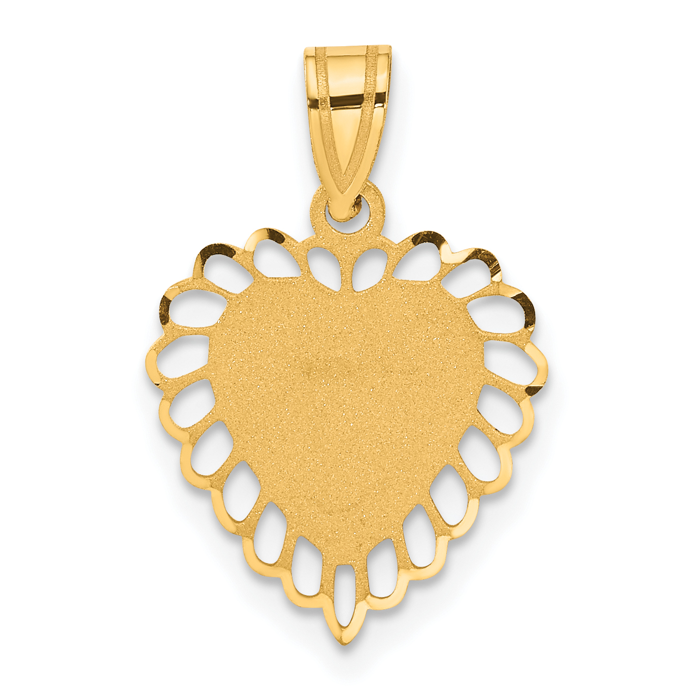 14K Polished Border Heart Pendant (C1010)