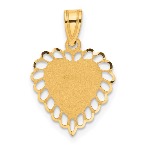 14K Polished Border Heart Pendant