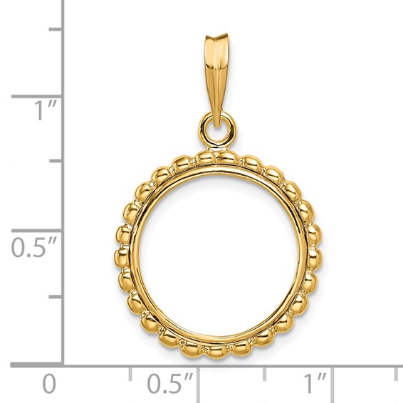 14ky Beaded Edge Prong Coin Bezel Pendant                             