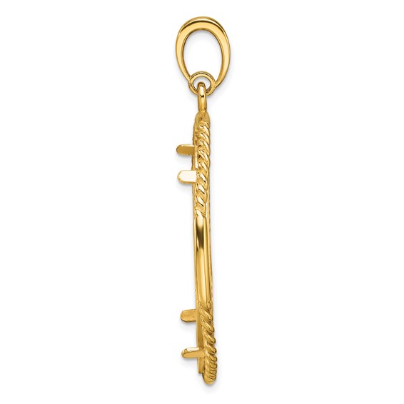 Wideband Distinguished Coin Jewelry 14k Polished Quadruple Twist and Diamond-cut 32.0mm Prong Coin Bezel Pendant