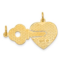 14K Yellow Gold Polished 2-Piece Break-Apart HE Who Holds the Key Can Unlock MY Heart Charm view 3