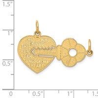 14K Yellow Gold Polished 2-Piece Break-Apart HE Who Holds the Key Can Unlock MY Heart Charm view 4