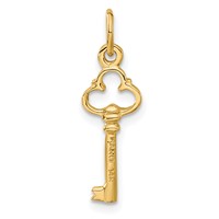14K Yellow Gold Polished Diamond-cut 3D Key Charm view 3