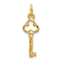 14K Yellow Gold Polished Diamond-cut 3D Key Charm view 1