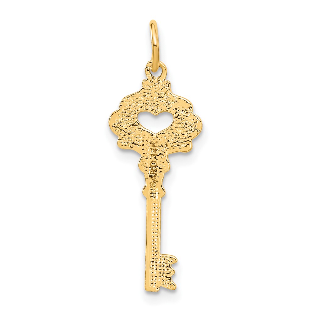 14K Polished Fancy Edge Key Charm (C1028)