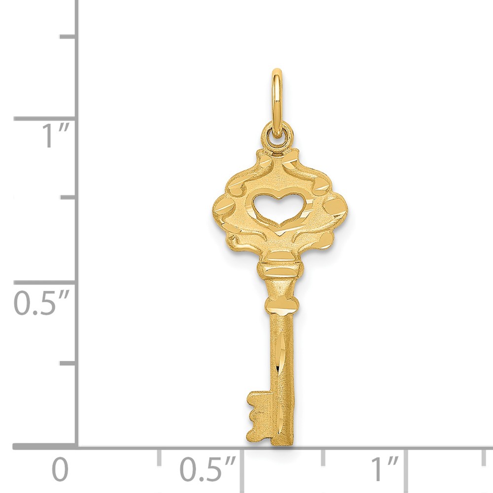 14K Polished Fancy Edge Key Charm (C1028)
