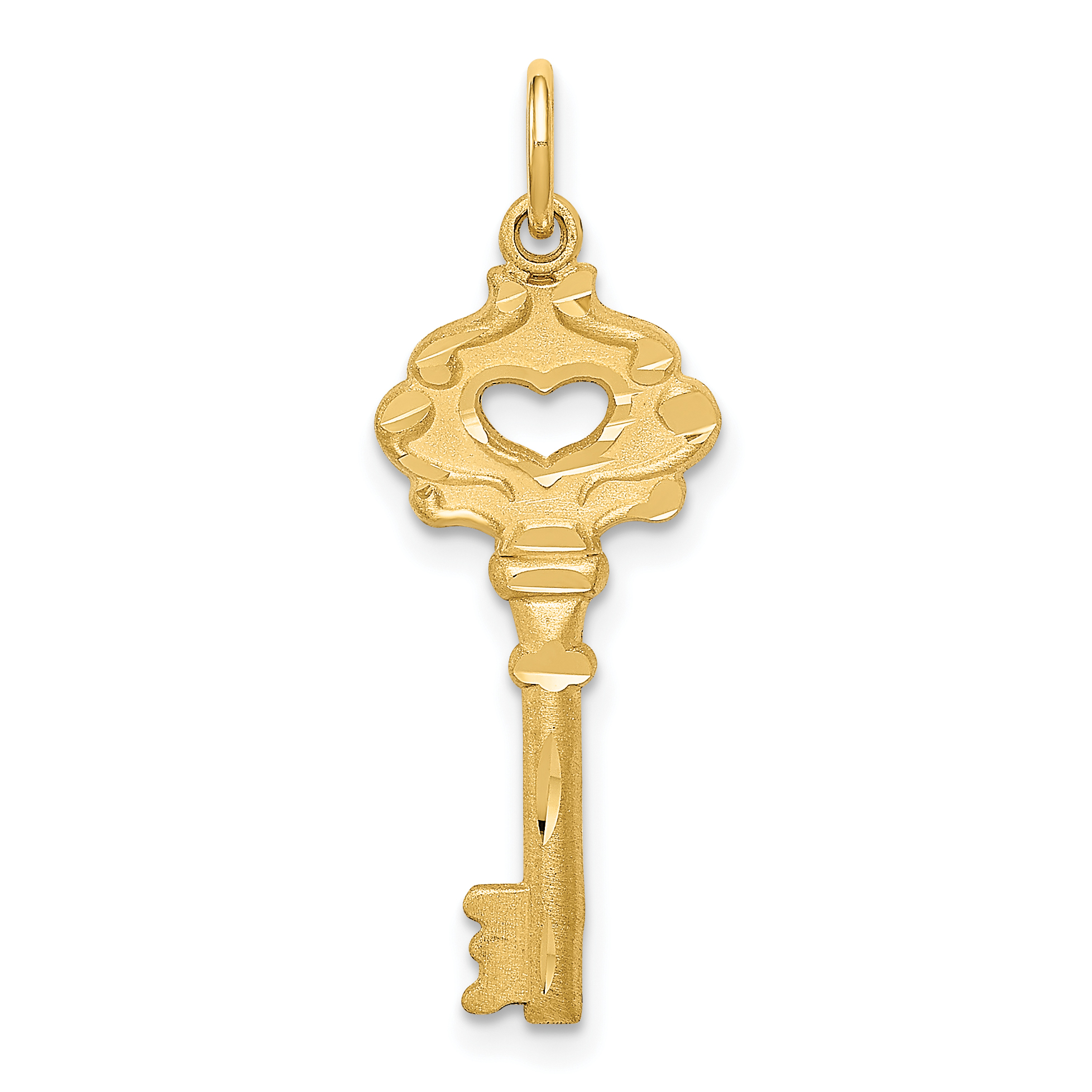 14K Polished Fancy Edge Key Charm (C1028)