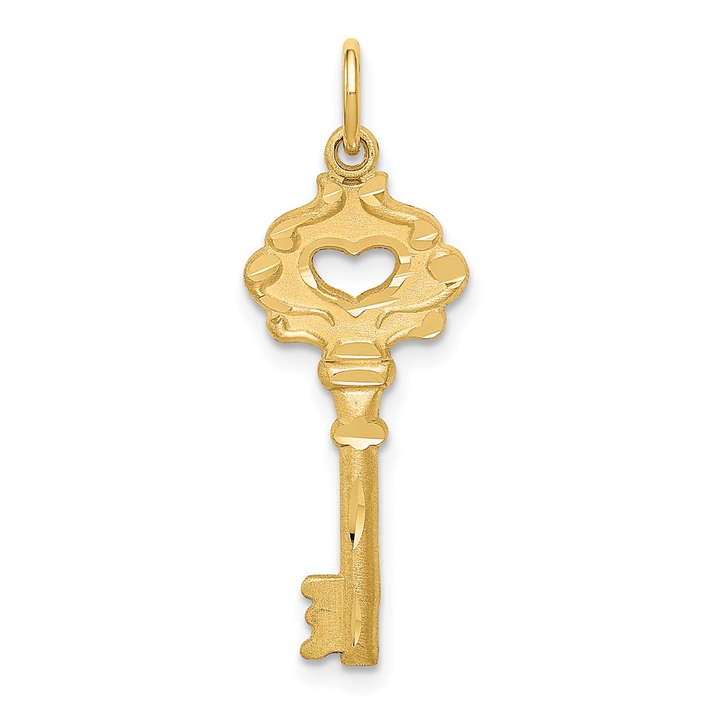 14K Polished Fancy Edge Key Charm (C1028)