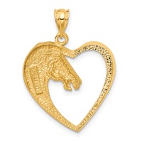 14K Yellow Gold Horse in Heart Pendant view 3