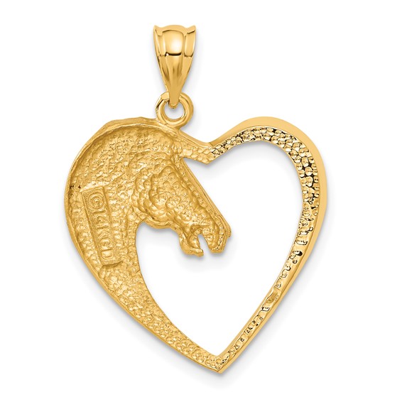 14k Horse In Heart Pendant