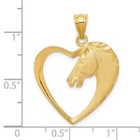14K Yellow Gold Horse in Heart Pendant view 4