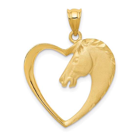 14k Horse In Heart Pendant
