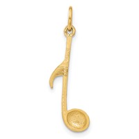 14K Yellow Gold Satin Musical Note Charm view 3