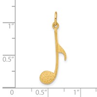 14K Yellow Gold Satin Musical Note Charm view 4