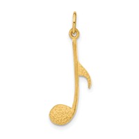 14K Yellow Gold Satin Musical Note Charm view 1