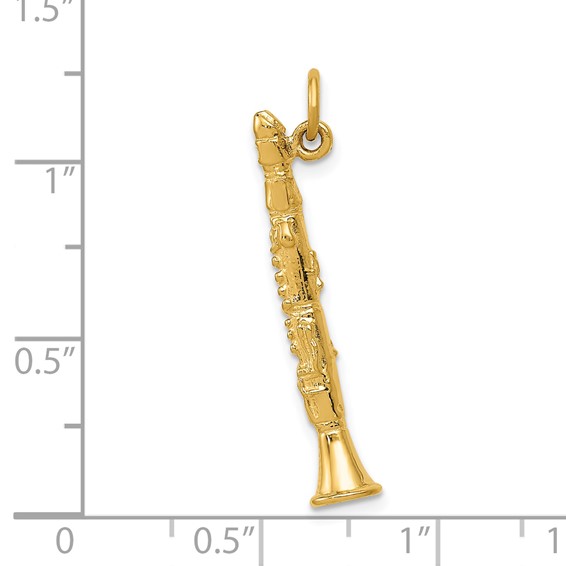 Gold 3D Clarinet Charm
