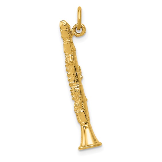 Gold 3D Clarinet Charm