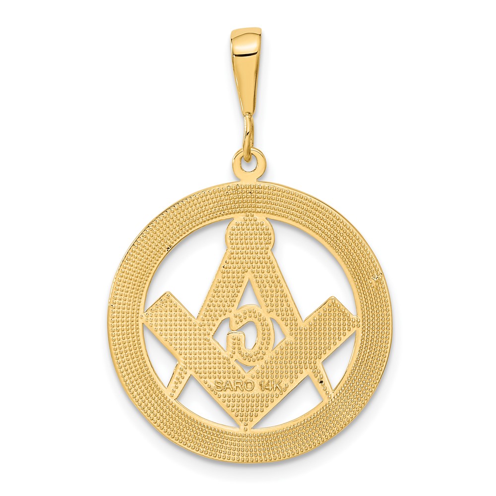 14k Polished & Textured Large Masonic Symbol Pendant (C1097)