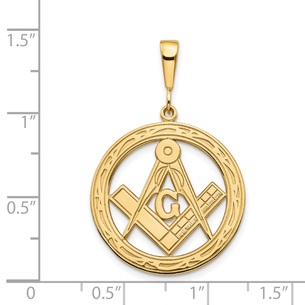 14k Polished & Textured Large Masonic Symbol Pendant (C1097)