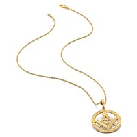 14K Yellow Gold Polished and Textured Large Masonic Symbol Pendant view 5