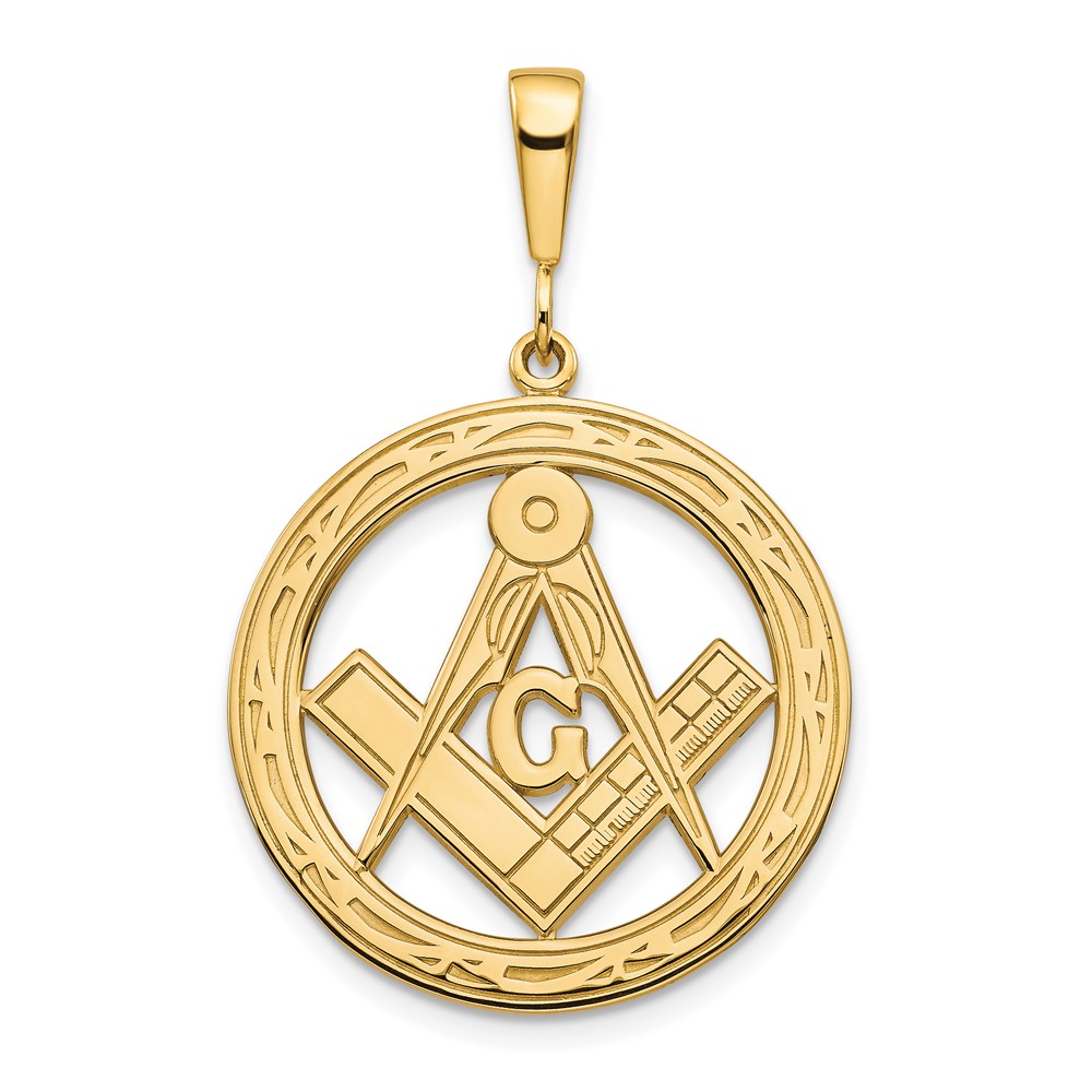 14k Polished & Textured Large Masonic Symbol Pendant (C1097)