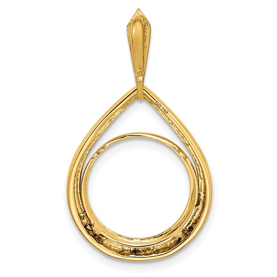 14ky Polished Teardrop Shaped Prong Coin Bezel Pendant                