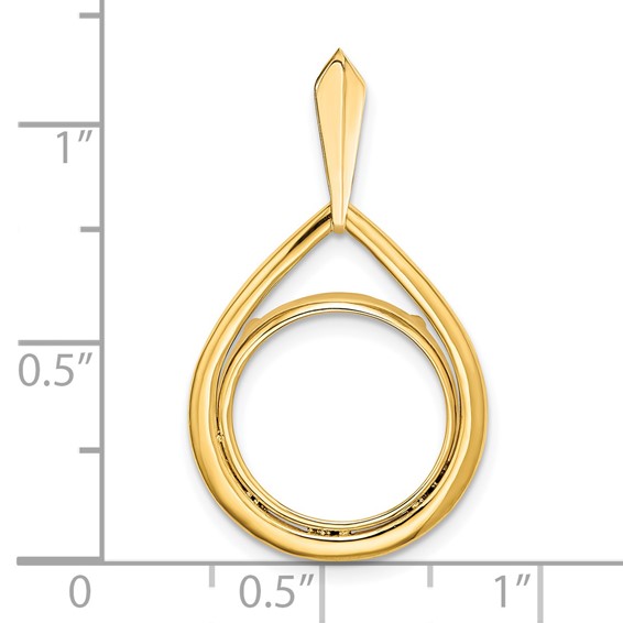 14ky Polished Teardrop Shaped Prong Coin Bezel Pendant                