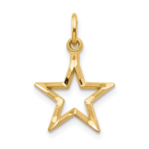 14K Yellow Gold Diamond-cut Star Charm
