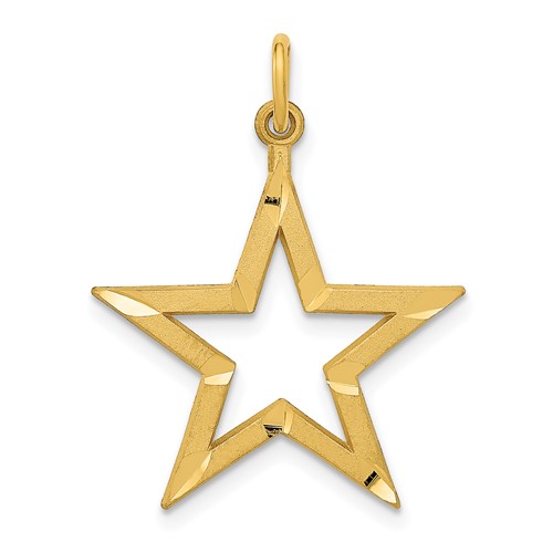 14K Yellow Gold Diamond-cut Star Charm