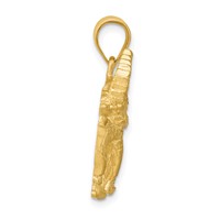 14K Yellow Gold Satin Diamond-cut Elephant Pendant view 2