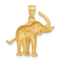 14K Yellow Gold Satin Diamond-cut Elephant Pendant view 3