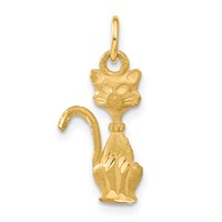 14K Yellow Gold Satin Tom Cat Charm view 1
