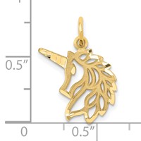 14K Yellow Gold Diamond-cut Unicorn Head Pendant view 4