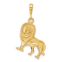 14K Yellow Gold Brushed Diamond-cut Lion Charm view 3