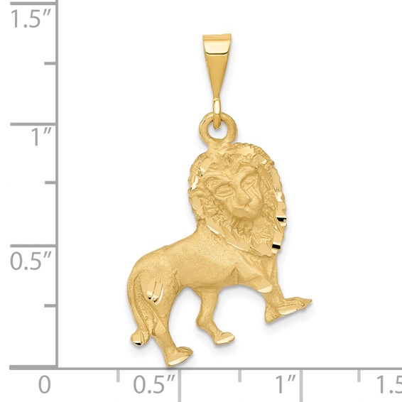 14k Brushed Diamond-cut Lion Charm