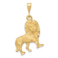 14K Yellow Gold Brushed Diamond-cut Lion Charm view 1