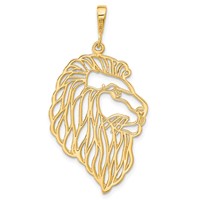 14K Yellow Gold Filigree Lions Head Pendant view 3
