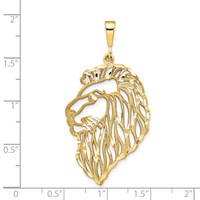 14K Yellow Gold Filigree Lions Head Pendant view 4