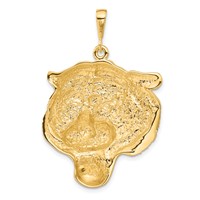 14K Yellow Gold Large Satin Diamond-cut Tiger Head Pendant view 3