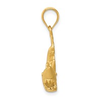 14K Yellow Gold Satin Diamond-cut Swimming Shark Pendant view 2