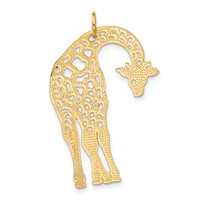 14K Yellow Gold Large Satin Diamond-cut Giraffe Charm view 3