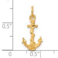 14K Yellow Gold 3-D Satin Diamond-cut Anchor Charm with Rope view 4