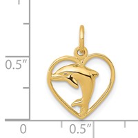 14K Dolphin in Heart Charm view 4